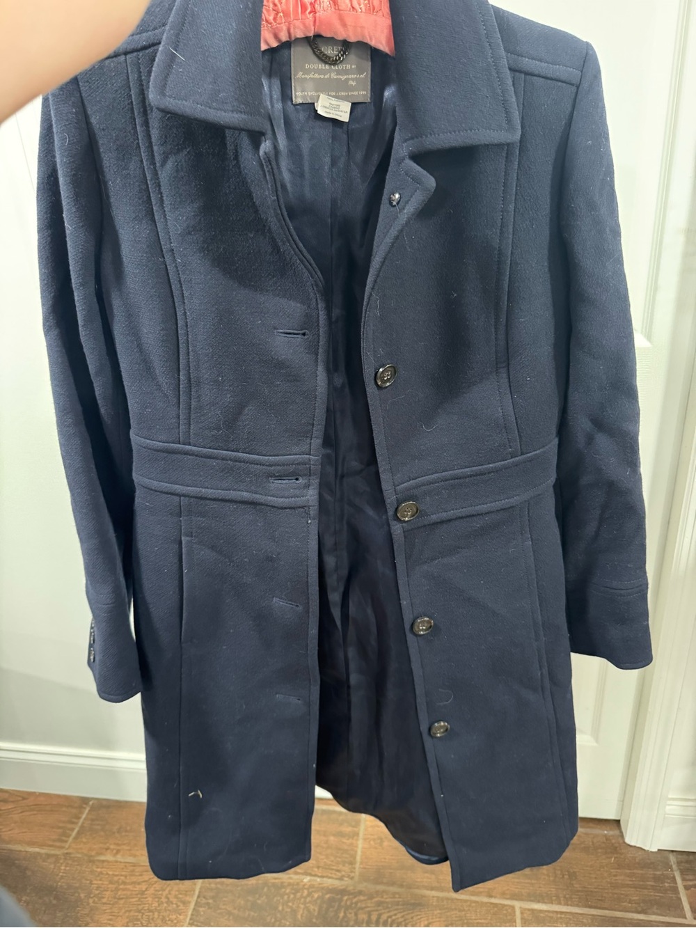 J.Crew Navy Wool Blend Tailored Long Coat - Picture 2 of 4